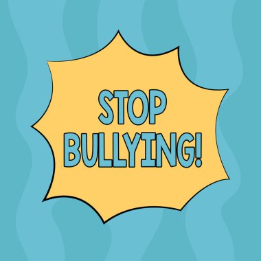 Kavramsal el durdurmak zorbalık gösterilen yazma. İş fotoğraf metin promosyon reklamları için istismar taciz saldırganlık saldırı korkutuyor patlama patlama çığlık konuşma balonu devam.