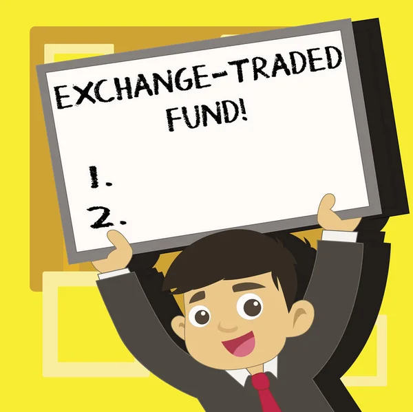 Scrittura di testi a mano Exchange Traded Fund. Concetto che significa titolo negoziabile che tiene traccia di un indice azionario . — Foto Stock