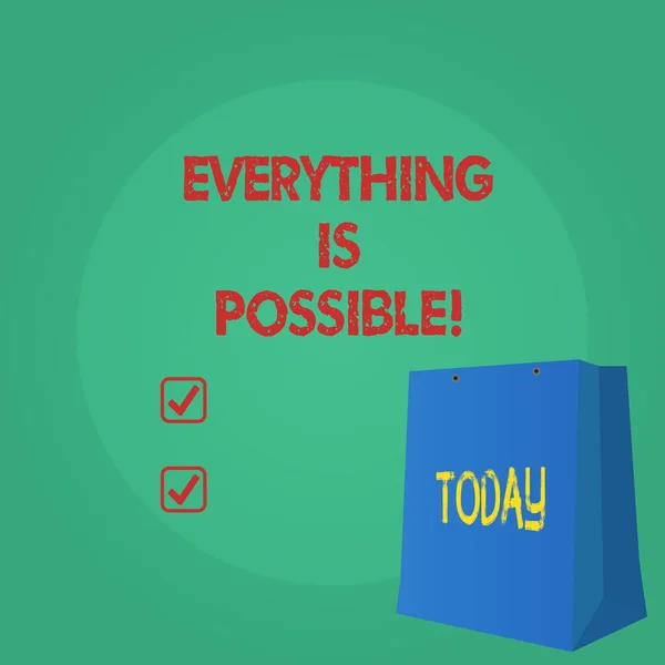 Text sign showing Everything Is Possible. Conceptual photo All you think or dream can become true Optimistic. — Stock Photo, Image