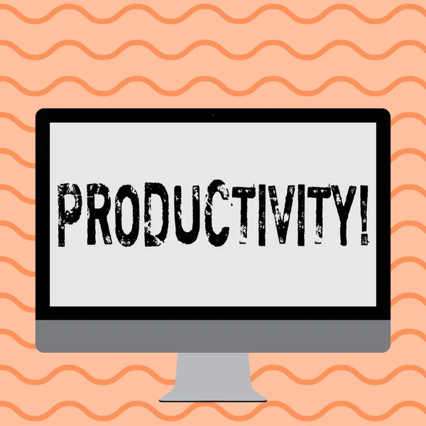 Nota de Escritura mostrando Productividad. Muestra de fotos de negocios Trabajo eficaz Gran perforanalysisce Éxito . —  Fotos de Stock