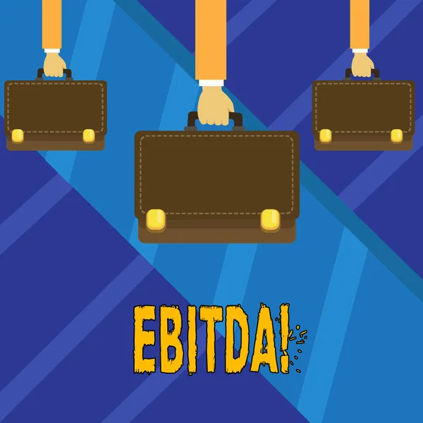 Írásbeli Megjegyzés Ebitda mutatja. Üzleti fénykép bemutató bevételeit, mielőtt adó mérik, hogy értékelje a vállalat perforanalysisce. — Stock Fotó