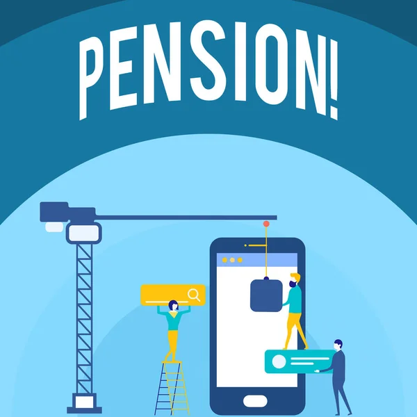 Handskrift text skriver Pension. Begrepp som betyder inkomst seniorer tjäna efter pensionering sparar i äldre år. — Stockfoto