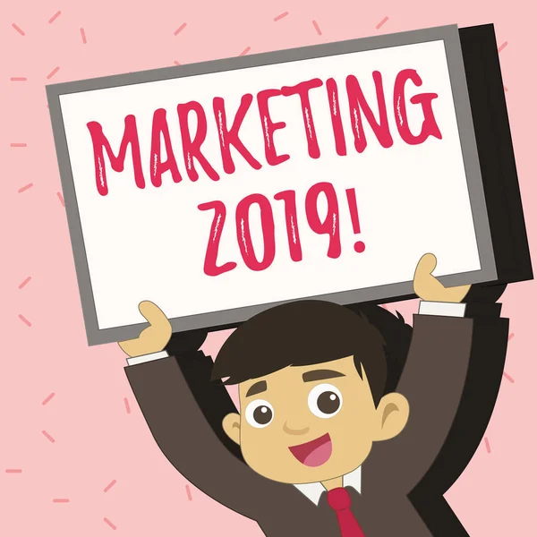 Signo de texto que muestra Marketing 2019. Foto conceptual Año Nuevo Estrategias de mercado Nuevo comienzo Ideas publicitarias . — Foto de Stock