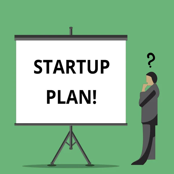 Scrivere testi a mano Startup Plan. Concetto significato Pianificazione dello sviluppo per le nuove imprese emergenti . — Foto Stock