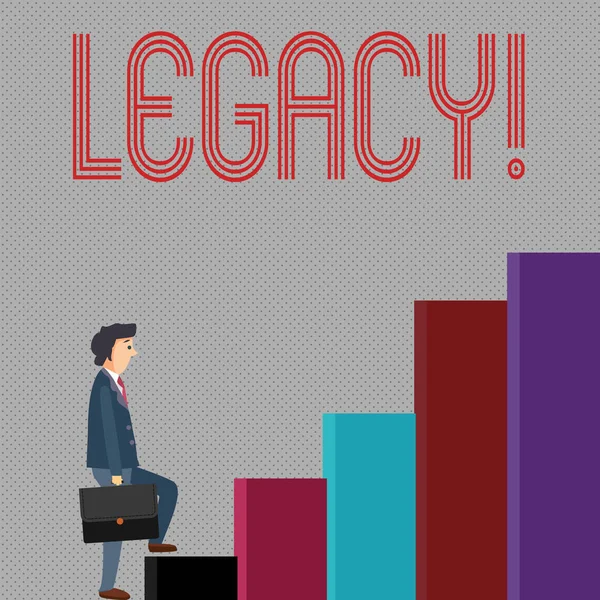 Uwaga: pisanie Wyświetlono Legacy. Biznesowe zdjęcie prezentujący przekazywane otrzymane od przodka pieniądze właściwości podane przez będzie. — Zdjęcie stockowe