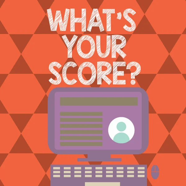 Tekst teken tonen wat S uw Scorequestion. Conceptuele foto vertellen persoonlijke individuele Rating gemiddelde resultaten. — Stockfoto