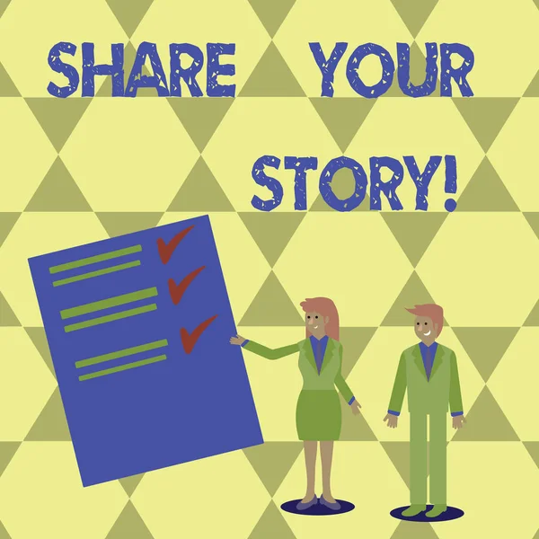 Uwaga: pisanie Wyświetlono Share Your Story. Biznesowe zdjęcie prezentujący Tell demonstratingal doświadczenia mówić o sobie opowiadanie. — Zdjęcie stockowe