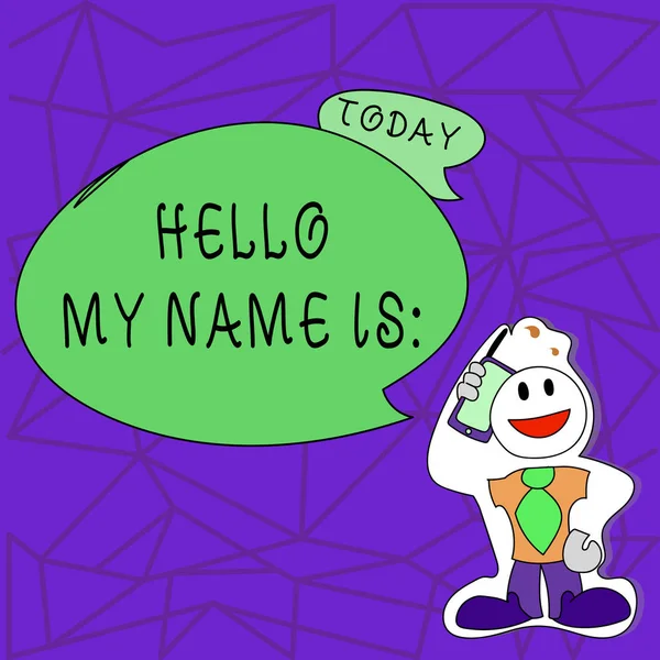 Signo de texto que muestra Hello My Name Is. Foto conceptual conocer a alguien nuevo Introducción Entrevista Presentación . — Foto de Stock