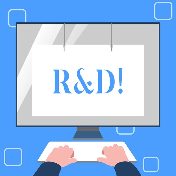 A kézírás szöveg írása R és D. koncepció értelmében a kutatás és fejlesztés tudományos vizsgálatok innovációk. — Stock Fotó