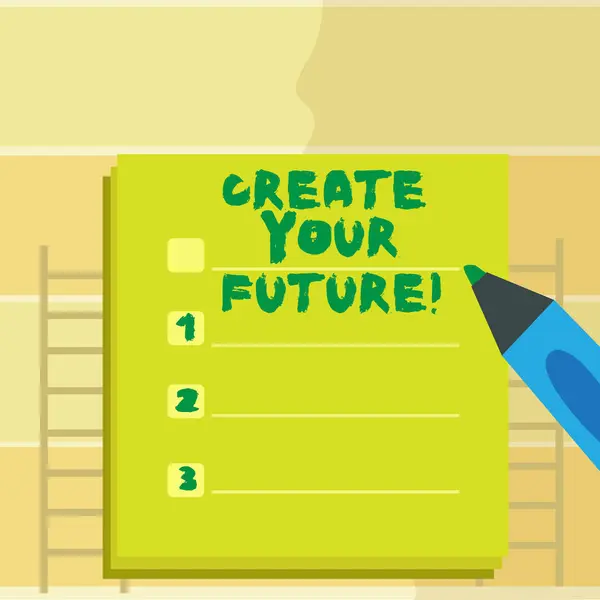 Κείμενο πινακίδα που δείχνει δημιουργούν το μέλλον σας. Εννοιολογική φωτογραφία καριέρα τους στόχους στόχων βελτίωσης οριστεί σχέδια μάθησης. — Φωτογραφία Αρχείου