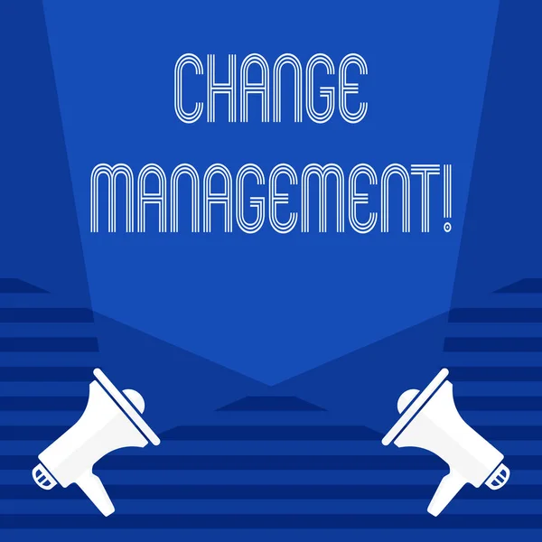 Tekst teken weergegeven: Change Management. Conceptuele foto vervangen leiders of mensen in gratis vervanging. — Stockfoto