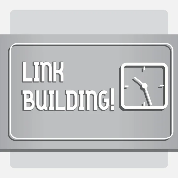 Escritura a mano conceptual que muestra Link Building. Texto de foto comercial Proceso de adquisición de hipervínculos desde otros sitios web Conexión . — Foto de Stock