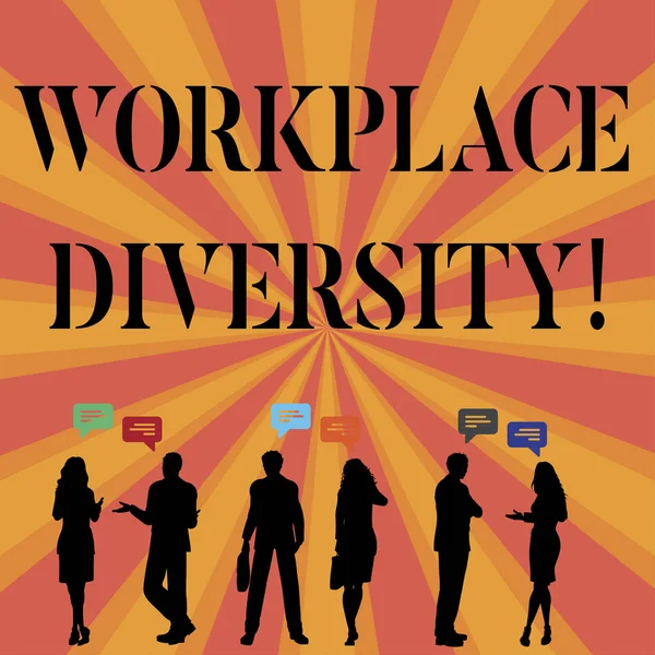 Sinal de texto mostrando a diversidade do local de trabalho. Foto conceitual Raça diferente sexo idade orientação sexual dos trabalhadores . — Fotografia de Stock