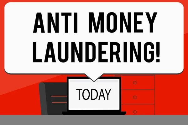 Word writing text Anti Money Laundering. Business concept for entering projects to get away dirty money and clean it.