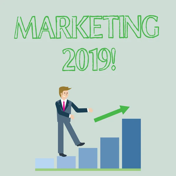 Escritura a mano conceptual que muestra marketing 2019. Foto de negocios que muestra estrategias de mercado de Año Nuevo Comienzo nuevo Ideas publicitarias . — Foto de Stock