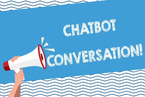 Escritura manual conceptual que muestra Chatbot Conversation. Texto de la foto de negocios Charlando con asistente virtual inteligencia artificial . — Foto de Stock