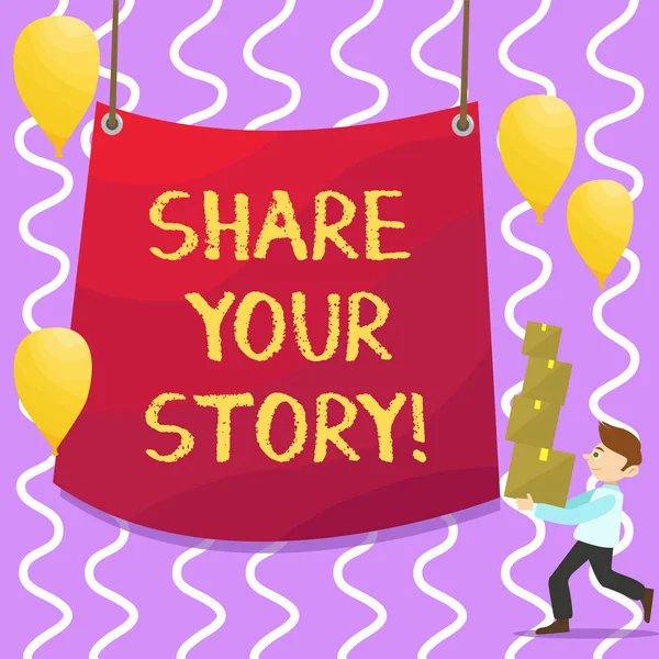 Escrita de mão conceitual mostrando Share Your Story. Exibição de fotos de negócios Diga experiências demonstrativas fale sobre si mesmo Contação de histórias . — Fotografia de Stock