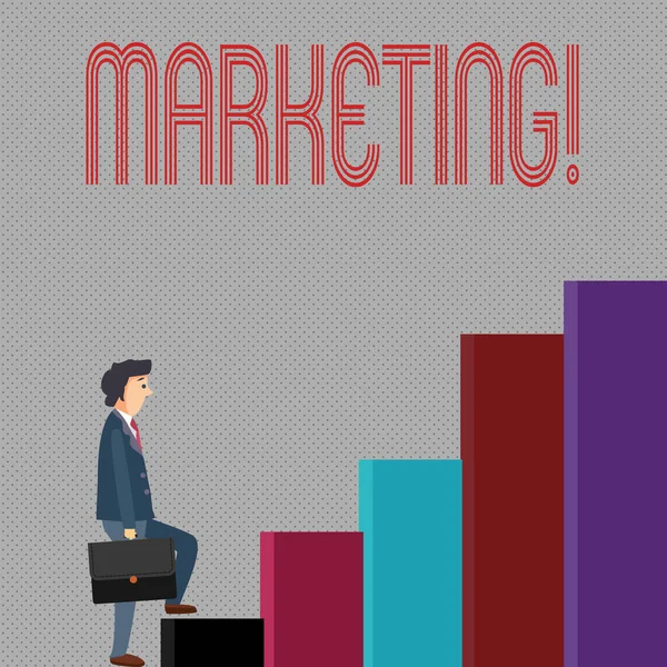 Writing Obs visar marknadsföring. Företag foto skylta reklam säljer produkter från ett företag till att främja något. — Stockfoto