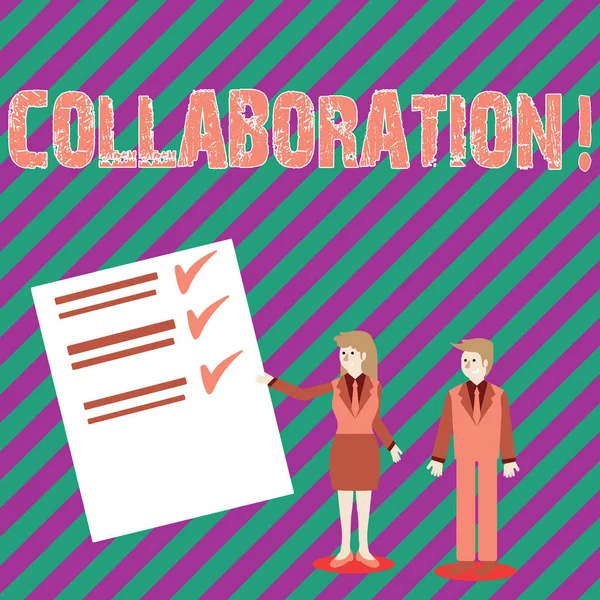 Escritura manual conceptual que muestra Colaboración. Texto de la foto del negocio Colaboración de industrias globales con trabajo en equipo para ayudar a otros a ganar . — Foto de Stock