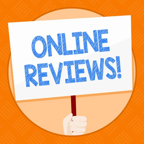 Conceptual hand writing showing Online Reviews. Business photo showcasing Internet Evaluations Customer Rating Opinions Satisfaction. — Stock Photo, Image