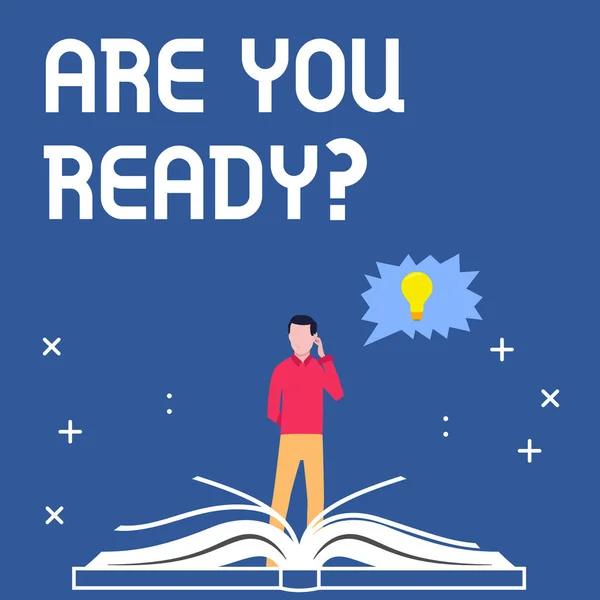 Escritura a mano escritura de texto es usted readyquestion. Concepto significado Prepárese Motivado Advertencia Preparación Consciente . —  Fotos de Stock