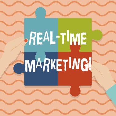 Kavramsal el gerçek zamanlı pazarlama gösterilen yazma. Bir strateji oluşturma vitrine iş fotoğraf mevcut ilgili eğilimleri üzerinde duruldu.