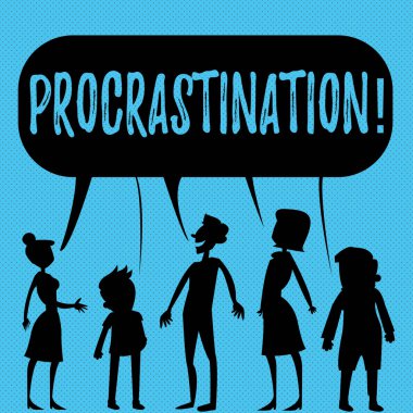 Erteleme gösterilen not yazma. Gecikme veya tecil bir şey vitrine iş fotoğraf sıkıcı.