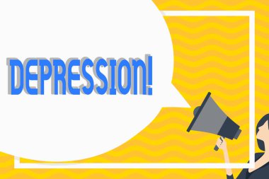 Kavramsal el depresyon gösterilen yazma. Anksiyete bozukluğu olan uykusuz geceler ile iş stresi vitrine iş fotoğraf.