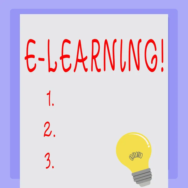 Handwriting text E Learning. Concept meaning Introduction of an electronic education in modern schools. — Stock Photo, Image