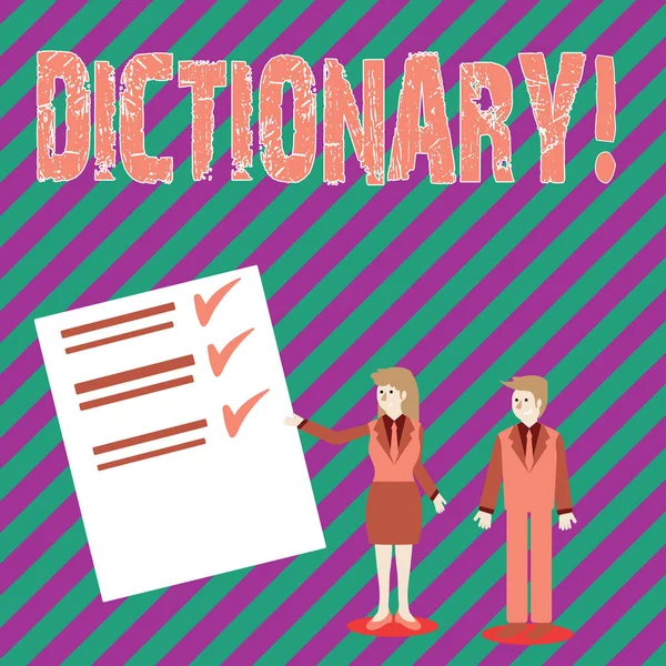 Pisanie, Wyświetlono słownik pojęciowy ręcznie. Biznesowe zdjęcie tekstu nauki pracy z innym vocabs i synonimy z książki. — Zdjęcie stockowe