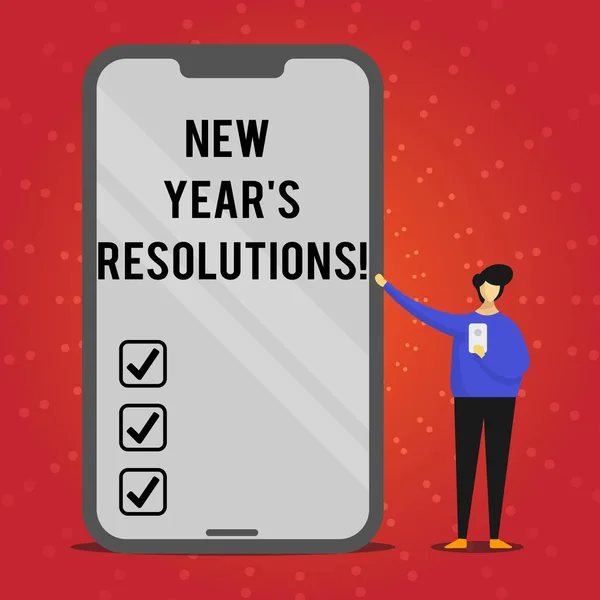 Writing note showing New Year S Resolutions. Business photo showcasing Goals Objectives Targets Decisions for next 365 days. — Stock Photo, Image