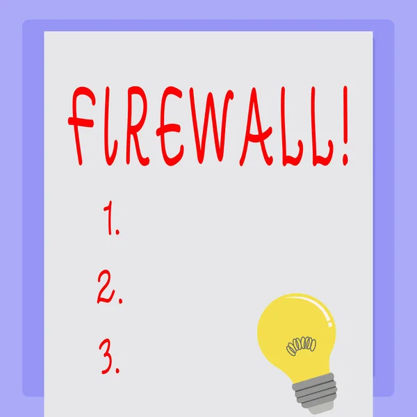 Handwriting text Firewall. Concept meaning Malware protection prevents internet frauds.
