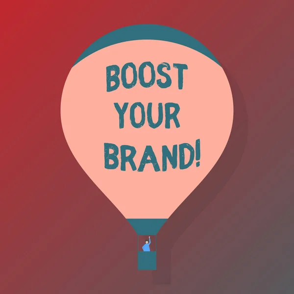 Pisma tekst, Boost Your Brand. Pojęcia, co oznacza, poprawić nazwę modeli w swojej dziedzinie pokonać konkurentów. — Zdjęcie stockowe