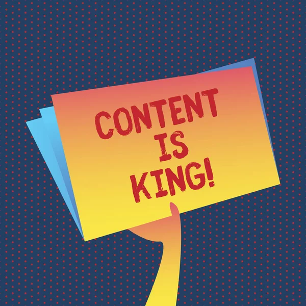 Konceptuella hand skriva visar innehåll är kung. Företag foto annonstexter artiklar eller inlägg kan garantera dig framgång reklam. — Stockfoto