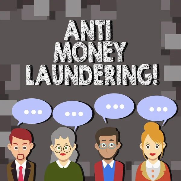 Writing note showing Anti Money Laundering. Business photo showcasing entering projects to get away dirty money and clean it.