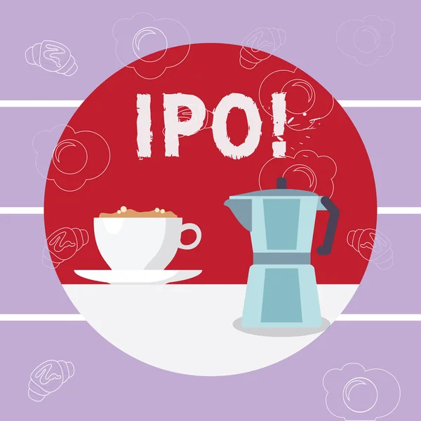 Writing Obs visar Ipo. Företag foto skylta Initial Public Offering första gången lager av företaget erbjuds till offentliga. — Stockfoto