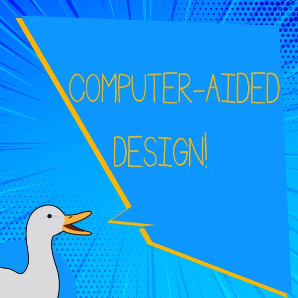 Texto de escrita de palavras Computer Aided Design. Conceito de negócio para design industrial CAD usando dispositivos eletrônicos . — Fotografia de Stock