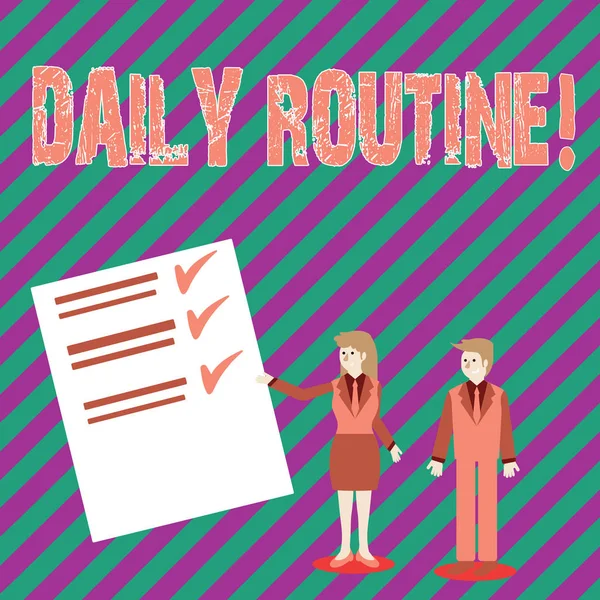 Conceptual hand writing showing Daily Routine. Business photo text Everyday good habits to bring changes. — Stock Photo, Image