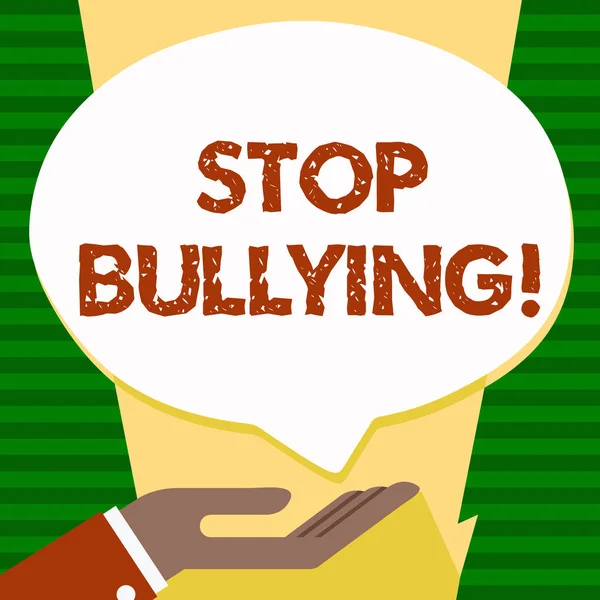 Texto manuscrito Stop Bullying. Concepto significado No continuar Abuso Acoso Agresión Asalto Asustar . — Foto de Stock