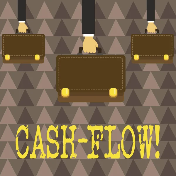 Написання тексту Cash Flow. Концепція, що означає Віртуальний рух грошей за статистикою відділу фінансів компанії . — стокове фото