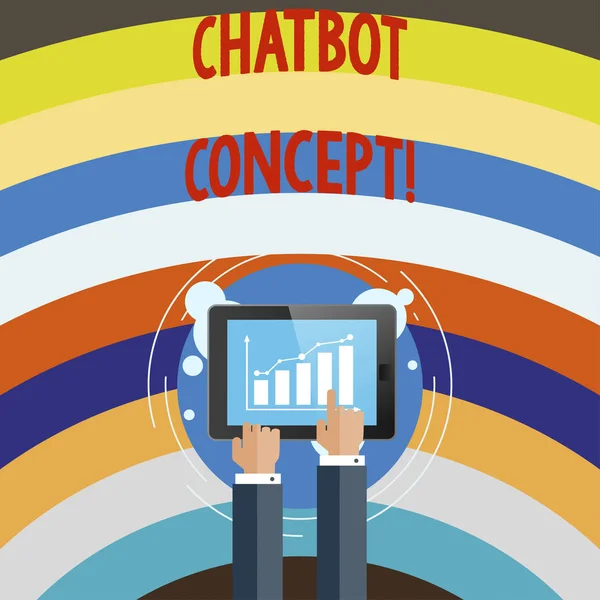 Scrittura concettuale a mano che mostra il concetto di Chatbot. Business photo text Assistente virtuale intelligenza artificiale online aiuto . — Foto Stock