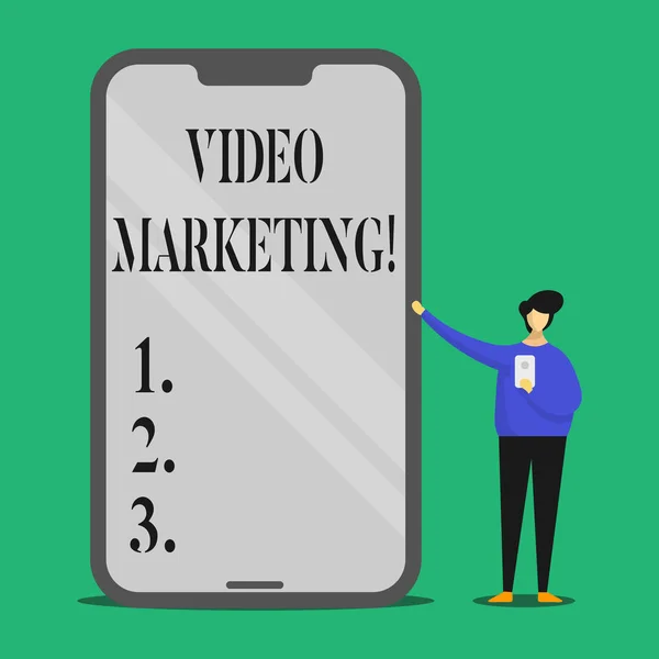 Szöveg jel mutatja a Video Marketing. Fogalmi fénykép média reklám multimédia promóciós digitális stratégia. — Stock Fotó