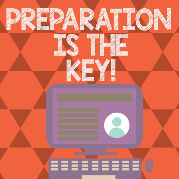 Text tecken visar förberedelse är nyckeln. Konceptuella foto Läs studien förbereda dig för att nå framgång. — Stockfoto