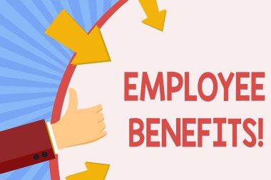 Writing note showing Employee Benefits. Business photo showcasing list of advantage recruiter get at work Insurance. clipart
