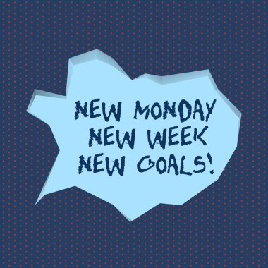 Handwriting text writing New Monday New Week New Goals. Concept meaning next week resolutions To do list Goals Targets. clipart