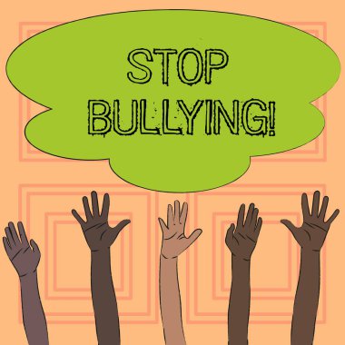 Durdurmak zorbalık gösterilen metin işareti. Kavramsal fotoğraf istismar taciz saldırganlık saldırı korkutuyor değil devam.