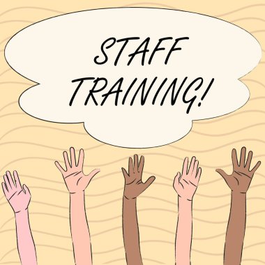 Word writing text Staff Training. Business concept for Teaching Teamwork new things Employee Education Preparation. clipart