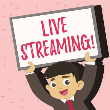 Live Streaming gösterilen metin işareti. Kavramsal fotoğraf medya gerçek zamanlı aktarım Multimedya teknoloji yayın.