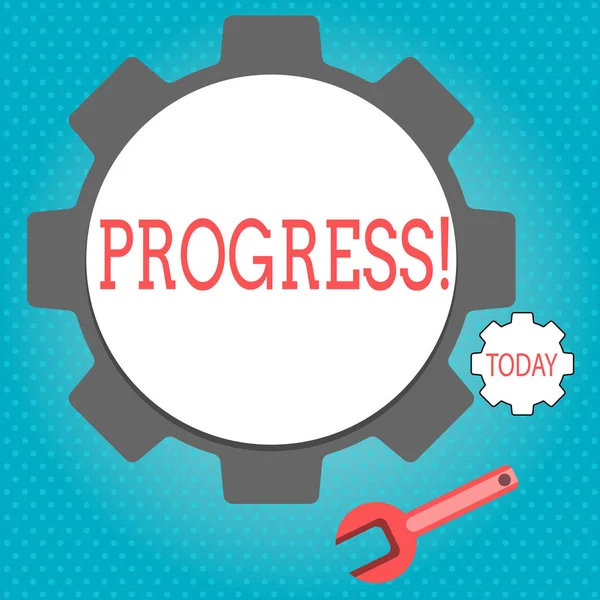 Text sign showing Progress. Conceptual photo Development Growth Process of improvement to achieve a goal. — Stock Photo, Image