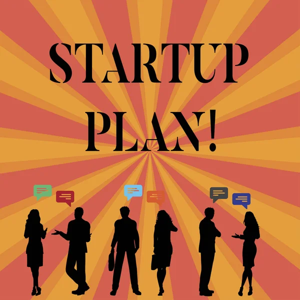 Tekst teken weergegeven: Startup Plan. Conceptuele foto ontwikkeling begint met plannen voor nieuwe ontstaan ondernemingen. — Stockfoto